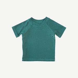 NWOT/EUC 2T Kate Quinn Short Sleeve Rash Guard Tee Sea Pine Teal Blue